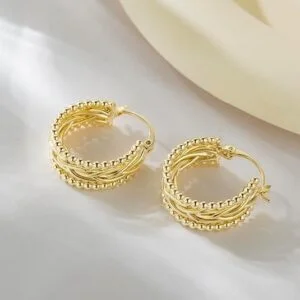 14K Gold Chunky Hoop Earrings - Image 3