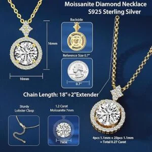 Moissanite Halo Necklace - Image 3